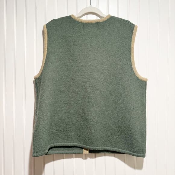 Woolrich Christmas Tree Wool Button Up Sweater Vest Sage Green Size XL - Picture 6 of 8